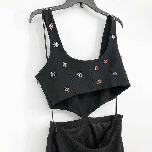 CINQ À SEPT Quinny Embellished Cutout Dress Black Size 10 Scoop Neck NWOT - Picture 12 of 16